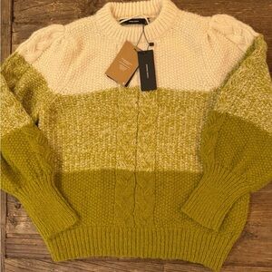 Colorblock Sweater in Cream and Green